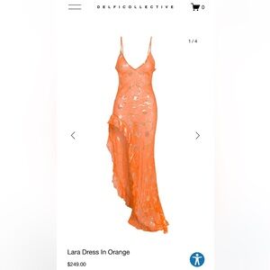 DELFICOLLECTIVE Orange Maxi Dress with Gold Accents